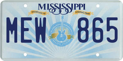 MS license plate MEW865