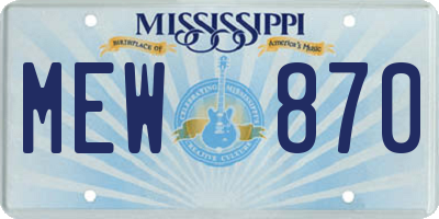 MS license plate MEW870