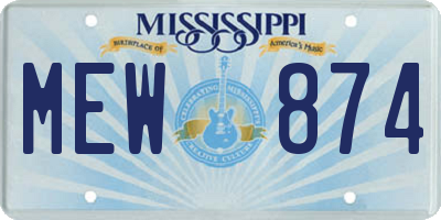 MS license plate MEW874