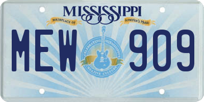 MS license plate MEW909