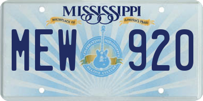 MS license plate MEW920