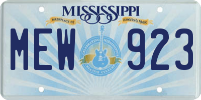 MS license plate MEW923
