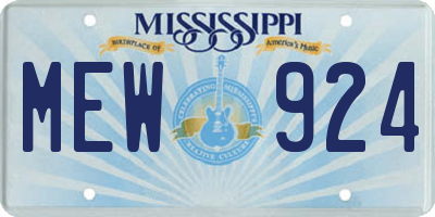 MS license plate MEW924