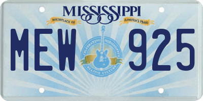 MS license plate MEW925