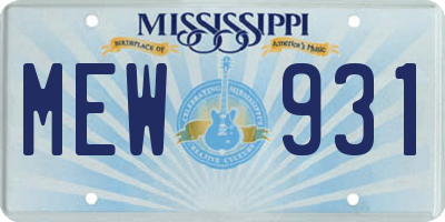MS license plate MEW931