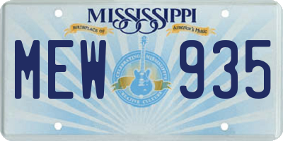 MS license plate MEW935