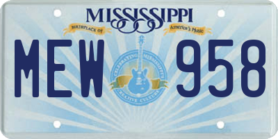 MS license plate MEW958