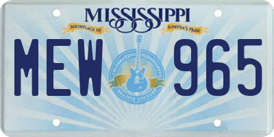 MS license plate MEW965