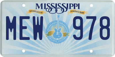 MS license plate MEW978