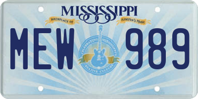MS license plate MEW989