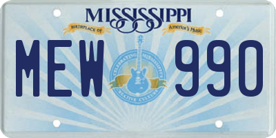 MS license plate MEW990
