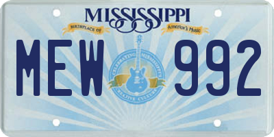MS license plate MEW992