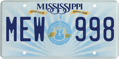 MS license plate MEW998