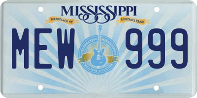 MS license plate MEW999
