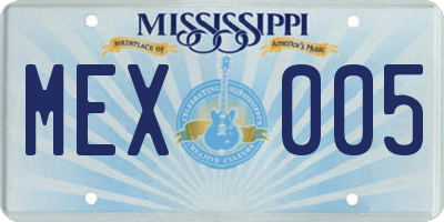 MS license plate MEX005