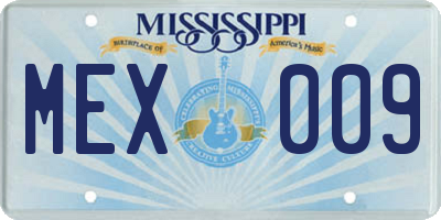 MS license plate MEX009