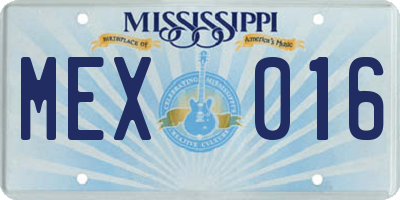 MS license plate MEX016