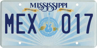 MS license plate MEX017