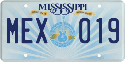 MS license plate MEX019