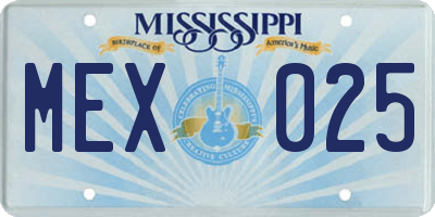 MS license plate MEX025