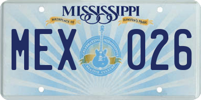 MS license plate MEX026