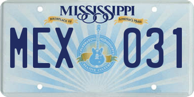 MS license plate MEX031
