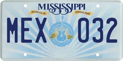 MS license plate MEX032