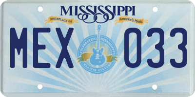 MS license plate MEX033