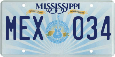 MS license plate MEX034