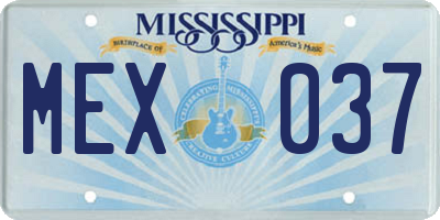 MS license plate MEX037