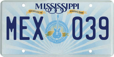 MS license plate MEX039