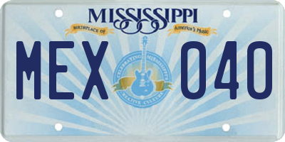 MS license plate MEX040