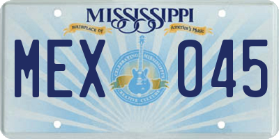 MS license plate MEX045