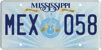 MS license plate MEX058