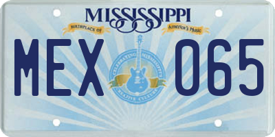 MS license plate MEX065