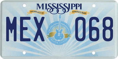 MS license plate MEX068