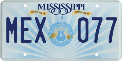 MS license plate MEX077