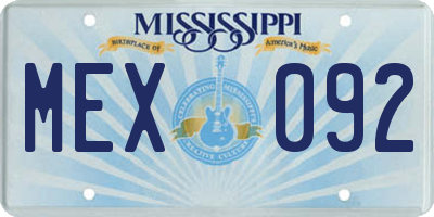 MS license plate MEX092