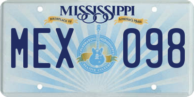 MS license plate MEX098