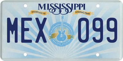 MS license plate MEX099