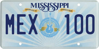 MS license plate MEX100