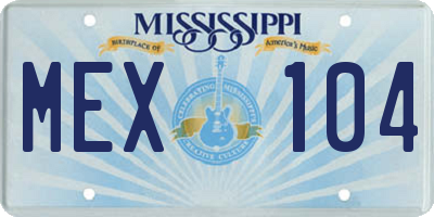 MS license plate MEX104
