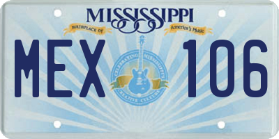 MS license plate MEX106