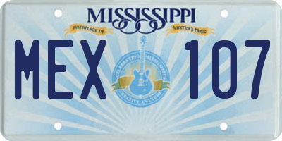 MS license plate MEX107