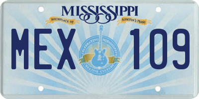 MS license plate MEX109