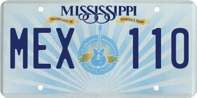 MS license plate MEX110