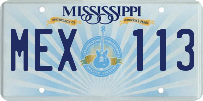 MS license plate MEX113