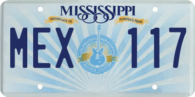 MS license plate MEX117