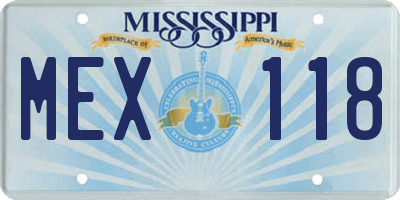 MS license plate MEX118