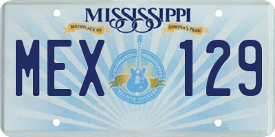 MS license plate MEX129